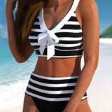 Laluna® | Pruhovaný bikini s vysokým pásom