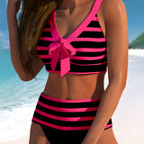 Laluna® | Pruhovaný bikini s vysokým pásom