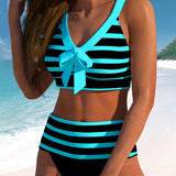 Laluna® | Pruhovaný bikini s vysokým pásom