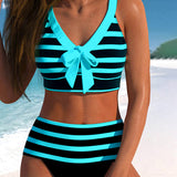 Laluna® | Pruhovaný bikini s vysokým pásom