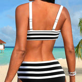 Laluna® | Pruhovaný bikini s vysokým pásom