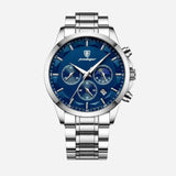 Prvotriedny pánsky športový hodinky s quartzovým mechanizmom, chronografom a koženým remienkom