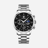 Prvotriedny pánsky športový hodinky s quartzovým mechanizmom, chronografom a koženým remienkom