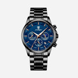 Prvotriedny pánsky športový hodinky s quartzovým mechanizmom, chronografom a koženým remienkom