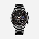 Prvotriedny pánsky športový hodinky s quartzovým mechanizmom, chronografom a koženým remienkom