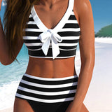 Laluna® | Pruhovaný bikini s vysokým pásom