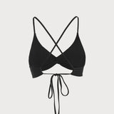 Čierny twist bez chrbta bikiny top