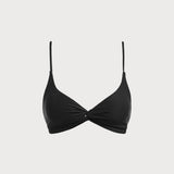 Čierny twist bez chrbta bikiny top