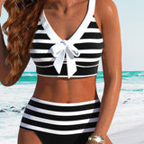 Laluna® | Pruhovaný bikini s vysokým pásom