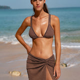 Tmavá káva Shimmer Cover Up sukňa