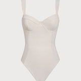 Off White Cross Back Tummy Control One-Piece Swimsuit