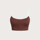 Tmavá káva Spaghetti Strap Crop