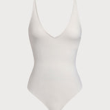 Off White V Neck Tummy Control One-Piece Swimsuit-Available In Long Torso