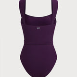 Fialový odnímateľný pás One-Piece plavky
