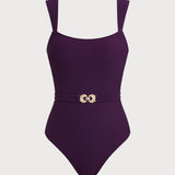 Fialový odnímateľný pás One-Piece plavky